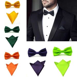 Bow Ties Silver Solid Business Bow for Men Retro Purple Chuck Fashionable and Novel Tie Black Wedding Bow Pocket Square Handicraft Setc240407