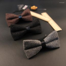 Boogbladen sitonjwly heren wol zwarte bowtie stropdassen voor mannen bruiloftsfeest zakelijke pakken gravata vlinder cravats custom logobow emel22