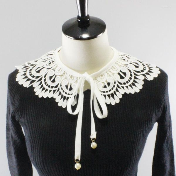 Pajaritas Sitonjwly Blanco Hueco Collares falsos Mujeres Collar desmontable Collar Gargantilla Falso Media camisa Vestido Cuello Ruff Shawl Donn22