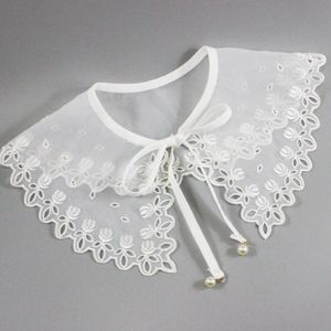 Bow Ties Sitonjwly Lace Lace Fake Collar Shirt Deteachable Half Tops White Flase Colliers Shwal Femme Accessoires Bow