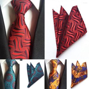 Pajaritas SKng Arrive Red Purple Mens Paisley Tie Sets Corbata Cuello de seda delgado para hombres Pocket Square con Match