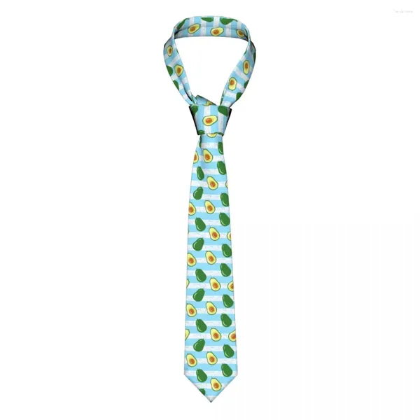 Bow corbatas en rodajas de aguacate en una corbata azul rayado unisex poliéster cuello de 8 cm para hombres accesorios clásicos de camisa clásica