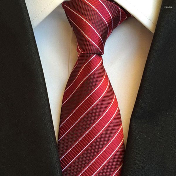 Bow Ties Slim Coldie Men's Business Work Tie pour hommes Suit étroit 8cm Man Silk Striped Red Blanc Black Mens Gift