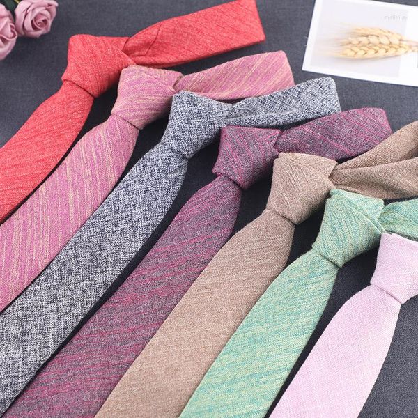 Pajaritas de sarga de algodón suave estrechas para hombres y mujeres, corbata de boda rosa y roja, accesorios de fiesta y oficina, trajes casuales, corbata al por mayor