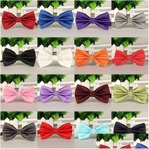 Corbatas de lazo Color sólido Moda Pajaritas Novio Hombres Plaid Matrimonio Mariposa Boda Traje de negocios Corbata Drop Entrega Accesorios DHV2D