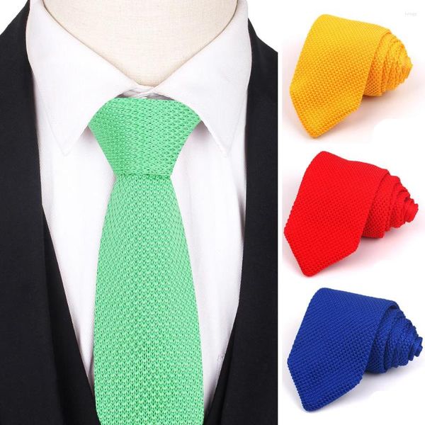 Pajaritas de punto sólido para hombres y mujeres, corbata de cuello de punto informal para hombres, corbatas delgadas de 7 cm, trajes, corbata de Color caramelo, fiesta de boda