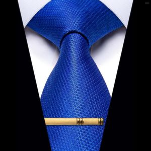 Noeuds Papillon Solide De Luxe Hommes Cravate D'affaires 8 Cm De Largeur De Mode Cravate Bleu Royal Pour Homme Fête De Mariage Cou Porter Avec Clip Ensemble Cadeau D'anniversaire