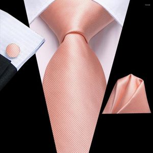 Bow Ties Solid Rose Pink Silk Wedding Tie voor mannen Handky manchetknoop Gift stropdas Fashion Business Party Dropshiphiping Hi-Tie Designer