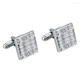 Bow Ties Square Silver Cuffe Links for Men Wedding Jewelry Groomsmen Gifts Luxurious Alloy Cuff Boutons Business Decor