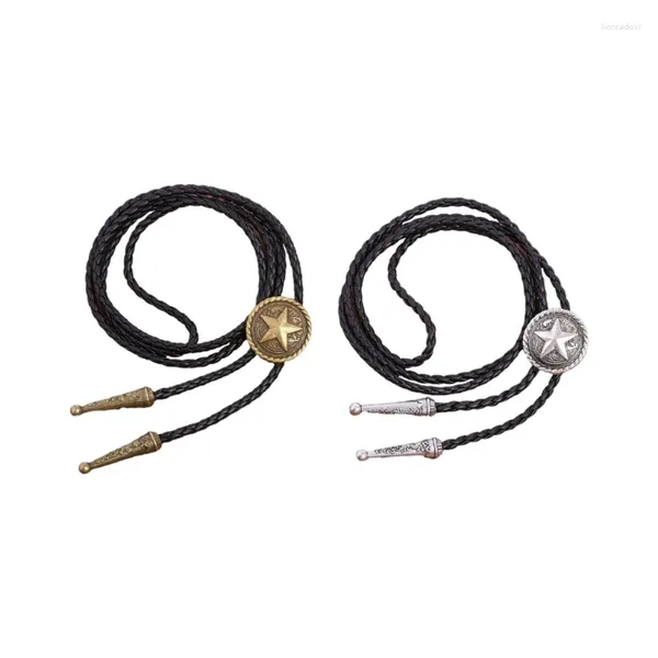 Pajaritas Star Vintage Bolo Tie para hombres Mujeres Cuerda de cuero de imitación Corbata Collar trenzado Camisa Collar Vaquero Accesorios de joyería H9ED