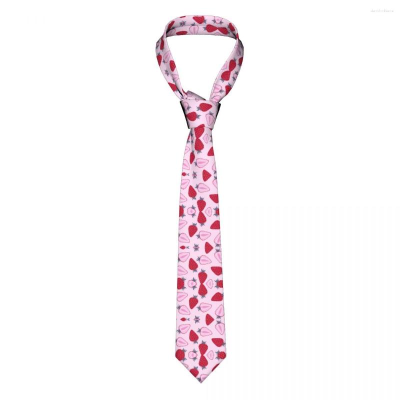 Bow Ties Strawberry Lover Kawaii Pink Men Women Necktie Silk Polyester 8 Cm Wide Cute Fruit Neck For Mens Accessories Cravat Wedding