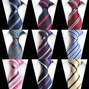 Laços listrados gravatas para homens de negócios azul vermelho moda 8cm seda festa de casamento formal terno gravata gravata jacquard tecido gravata