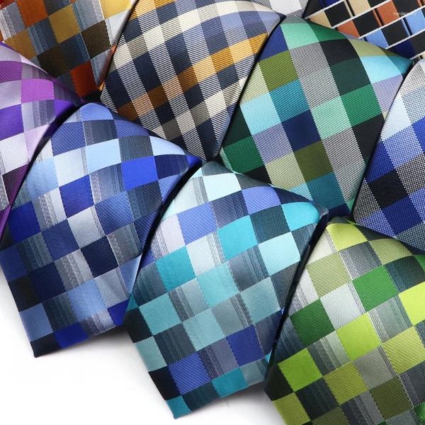 Pajaritas Estilo Color Enrejado Corbatas Púrpura Azul Para Fiesta de Negocios Oficina Camisa Diaria Traje Corbata Accesorios Decoración Regalos