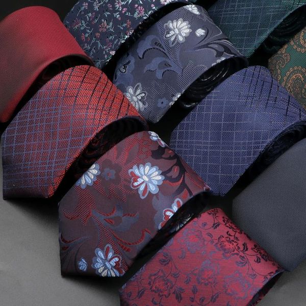 Nœuds papillons Style Mode Jacquard Floral Paisley Cravate Polyester Mâle Étroit Rouge Bleu Cravate Costume Chemise Cadeau Pour Hommes Accessoire Gravatas