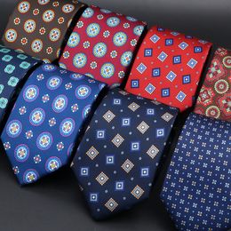 Corbatas de lazo Super suave bohemio seda hombres corbata moda 7,5 cm azul rojo corbata para hombres fiesta banquete Lluxury traje camisa Gravata impresión corbata 230621