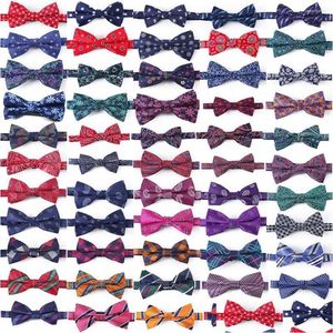 Bow Ties Tailor Smith 100% Microfibre Dot tissé en microfibre Viette à carreaux Robe de mariée papillon pour hommes