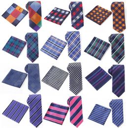 Noeuds papillon tailleur Smith arrivée ensemble de cravate 7.5 cm et mouchoirs hommes mode Plaid à carreaux rayé hommes cadeaux pour