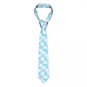 Pajaritas Corbata para hombres Corbatas delgadas formales Hojas de palma tropicales clásicas para hombres Estampado rosa azul y blanco Boda Caballero estrecho