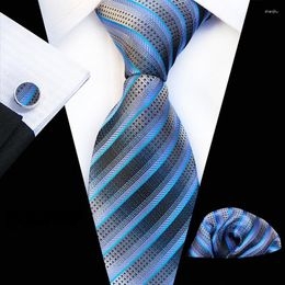 Bow Ties Tie Set Jacquard Weave Seil Silk Gravata Mandkinchief Cuffers Pocket Square Men Men Necktie pour le mariage Drop