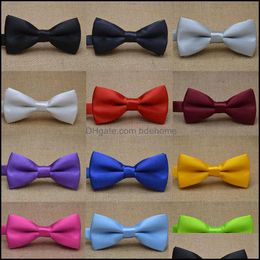 Boogbanden stropdassen aessoriesclassic Kid Bowtie Boys Grils Baby Children Bow Tie Fashion 25 Solid Color Mint Red Zwart Wit groene huisdieren Dr Otdtd