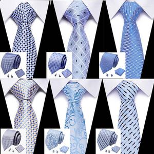 Boogbladen van topkwaliteit mannen binden luxe zijden stropdief zakdoek manchetknopen set