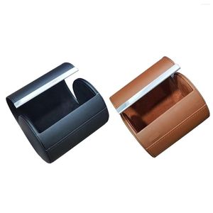 Strikjes Reisstropdas Case Cilindervorm Box Voor Mannen Rol Duurzaam PU Leer Hals Draagbare Stropdas 8.5cm x 11cm