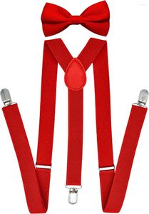 Boogbladen Trilece Suspenders voor mannen met bowtie set - jongens Vrouwen Volwassenen verstelbare elastische y -rugstijl Suspender Tie