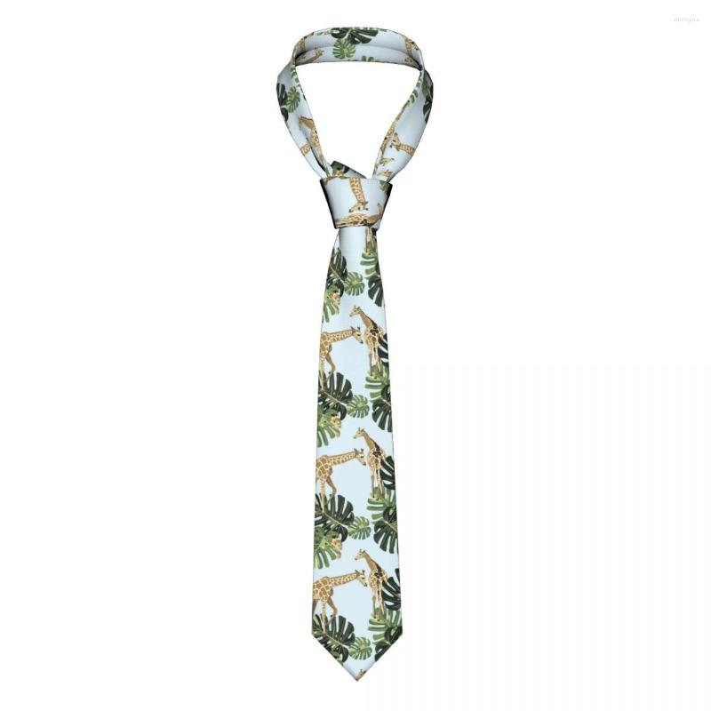Bow Ties Tropical Giraffe Wild Animal Men Slitte Slim Polyester 8 cm Classic Neck Tie för Herr Daily Wear Cravat Wedding Business