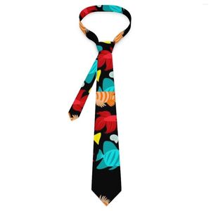 Nœuds papillons cravate marine tropicale poissons colorés imprimé motif cou nouveauté collier décontracté pour accessoires de cravate de mariage unisexe