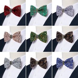 Bow Ties Unique Green Shinny Rhingestone Diamond Tip pour l'homme Bowties à paillettes pré-attachées avec une longueur réglable - Gift Gift