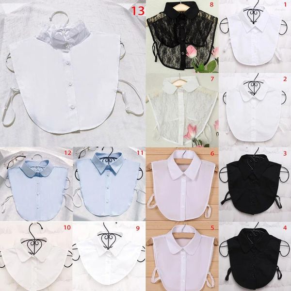 Pajaritas unisex camisa blanca y negra cuello falso vintage collares desmontables blusa de solapa falsa top mujeres accesorios de ropa de moda