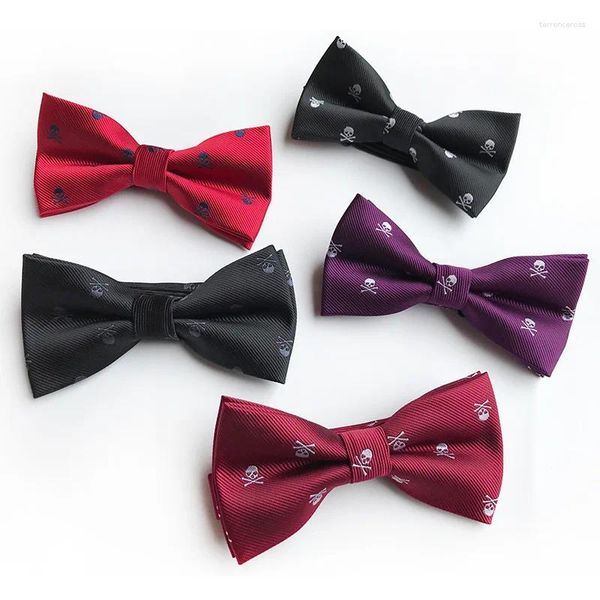 Bow Ties Veektie Skull Bowtie para hombres Regalo de Halloween Black Black Purple Purple Pringting Cosplay Ghost Traje ajustable Jacquard.