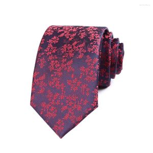 Noeuds papillon Vintage 7CM hommes cravate rouge foncé Floral Ascot pour homme mariage Polyester soie cravate affaires fête Corbatas Para