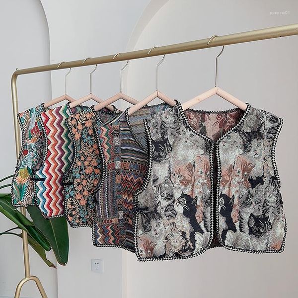 Pajaritas estilo Floral Vintage cuello falso chal para mujer camisa sin mangas informal suelta envolturas femeninas desmontables capa pequeña Tops