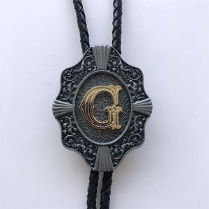 Noeuds papillon style vintage lettre initiale G Bolo cravate collier de collier en cuir de mariage également en stock aux États-Unis