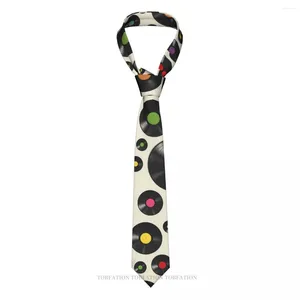 Bow Ties Vinyl Record Retro Music Notes 3D Impression à cravate 8 cm de large en polyester