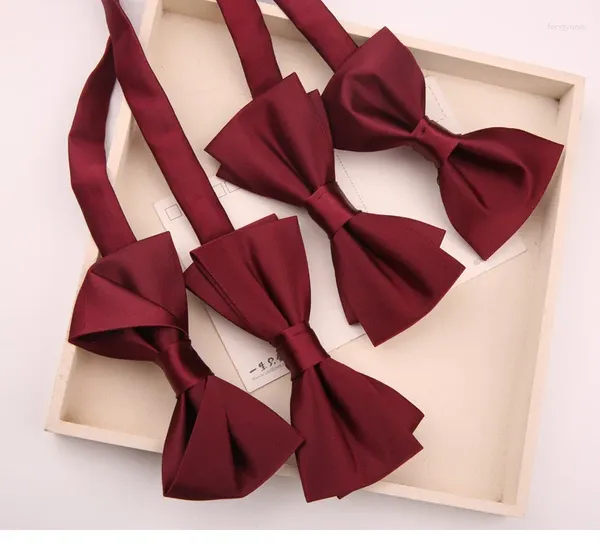 Pajaritas Boda Novio Padrinos de boda Vino Rojo Corbata británica Color sólido Vestido formal para hombres