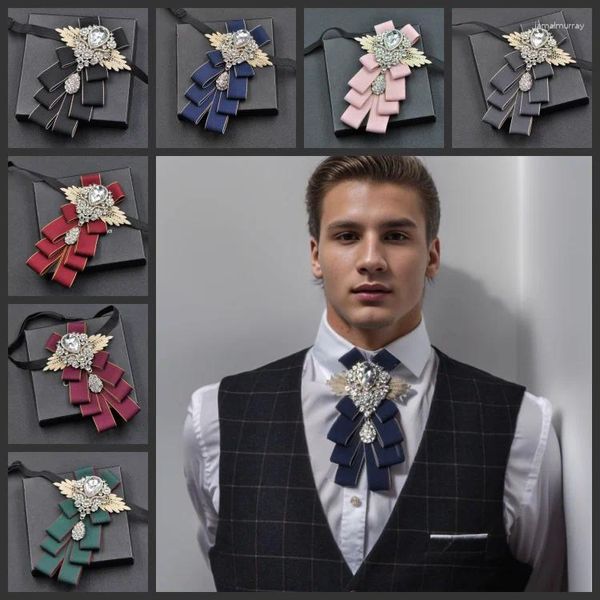 Pajaritas Conjunto de broche de corbata de boda Traje de fiesta de banquete de negocios para hombres Vestido Camisa Accesorios Regalos Collar Flores Ramillete Pines Conjuntos de 3 piezas