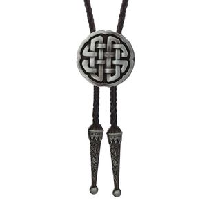 Nœuds papillons Western Cowboy Bolo Tie 3D Modèle rétro en alliage de zinc Collier en cuir Corde Fête d'anniversaire Cadeau de mariage Bow