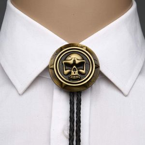 Noeuds papillon Western Cowboy Bolo Tie Tête de fantôme Unisexe Collier en cuir Corde Anniversaire Banquet Costume AccessoiresBow