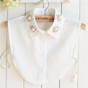 Boogbladen witte zwarte vrouwen nep kraag glanzende afneembare kragen half shirt blouse trui valse vrouw faux col smal2222