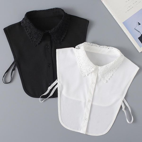 Corbatas de moño blanco ahueca hacia fuera el cordón floral falso collares para las mujeres extraíble media camisa cuello falso suéter corbatas Detachabel