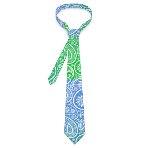 Cravates d'arc Blanc Paisley Cravate Bleu à Vert Ombre Graphique Col Rétro Col À La Mode Pour Hommes Femmes Affaires Cravate Accessoires