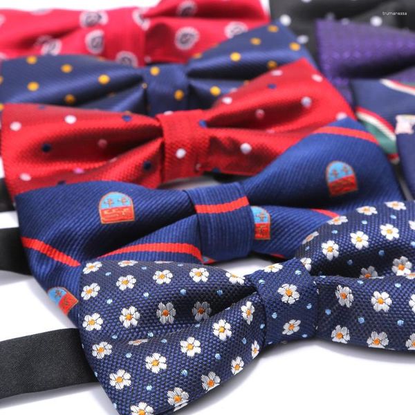 Bow Ties Al por mayor 10 PCS Ajustable Pit con corbata previa a los hombres Black Blue Red Peuse Doble Layes Boda Business Bowtie Bowtie