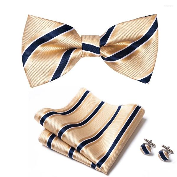 Bow Linds Allane Fashion Holiday Present de Silk Woven Tie Pocket Cuflink Juego de accesorios de boda azul