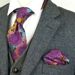 Boogbladen groothandel roze multicolor fuchsia roodgele blauwe bloemen set stropdassen handkerchieves 100% Silk Fred22