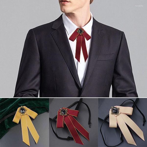 Pajaritas Mujeres Hombres Vintage Tie Diamod Crystal Ribbon Broche School Girls Elegante Traje Joyería Collar Pin
