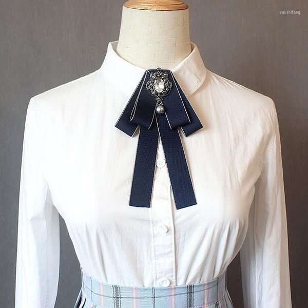 Corbatas de lazo para mujer, cuello, camisa, corbata, elegante, diamantes de imitación, alfileres de Clip de cristal, corbata de mariposa, cinta de personalidad, pajarita de uniforme