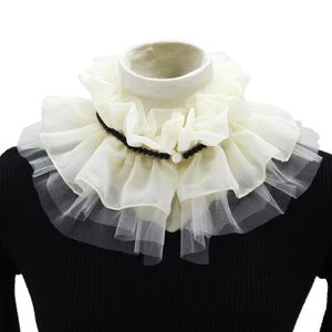 Noeuds papillon femmes volants Stand faux colliers en mousseline de soie maille demi chemise Blouse faux col cou Ruff collier fête formelle détachable