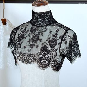 Boogbladen vrouwen opstaan ​​afneembare nep kraag half shirt blouse zoete haakbloem bloemen kanten valse trouwjurk nek cover